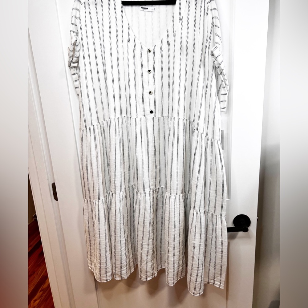 2x Sonoma White with mini black print Babydoll dress with pockets